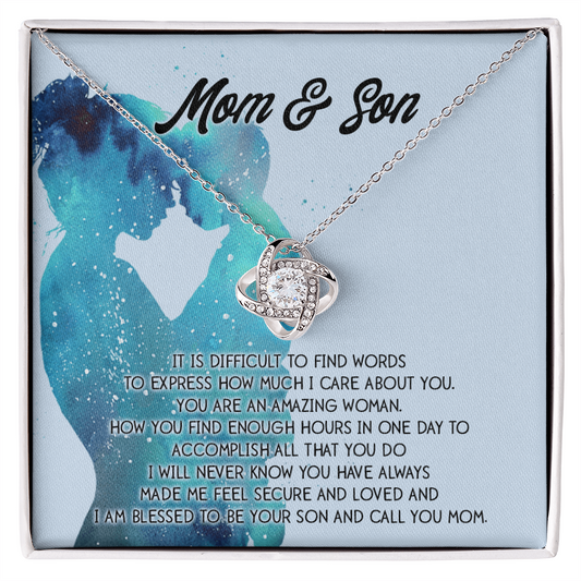 Love Knot Necklace – Mom Gift from Son with Message