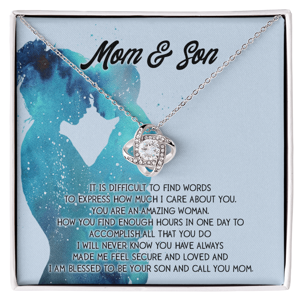 Love Knot Necklace – Mom Gift from Son with Message - TreasuredTale