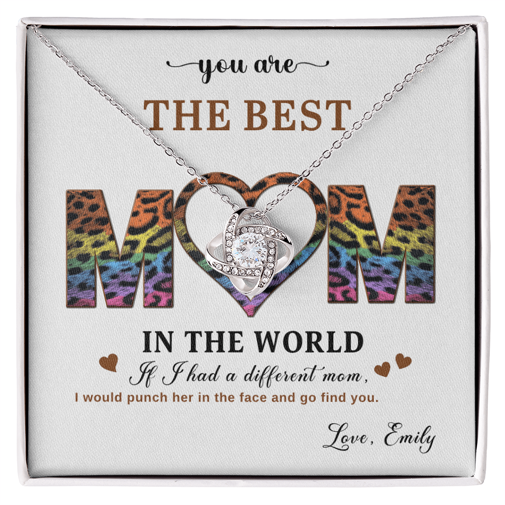 Personalized Love Knot Necklace for Mom from Daughter - Mother's Day Gift - Best Mom