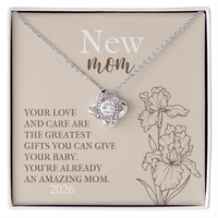 Love Knot Necklace for New Mom With Birth Flower - Mother's Day Gift