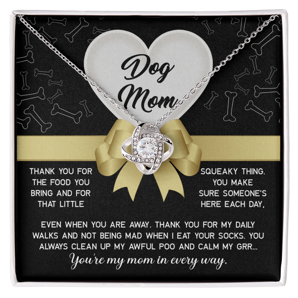 Love Knot Necklace – Funny Dog Mom Gift from Sock - Eating Pup - TreasuredTale