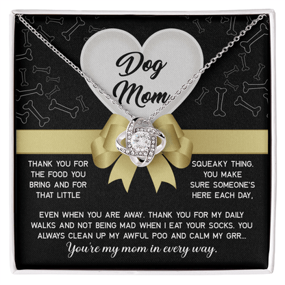 Love Knot Necklace – Funny Dog Mom Gift from Sock - Eating Pup - TreasuredTale