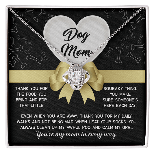 Love Knot Necklace – Funny Dog Mom Gift from Sock - Eating Pup - TreasuredTale