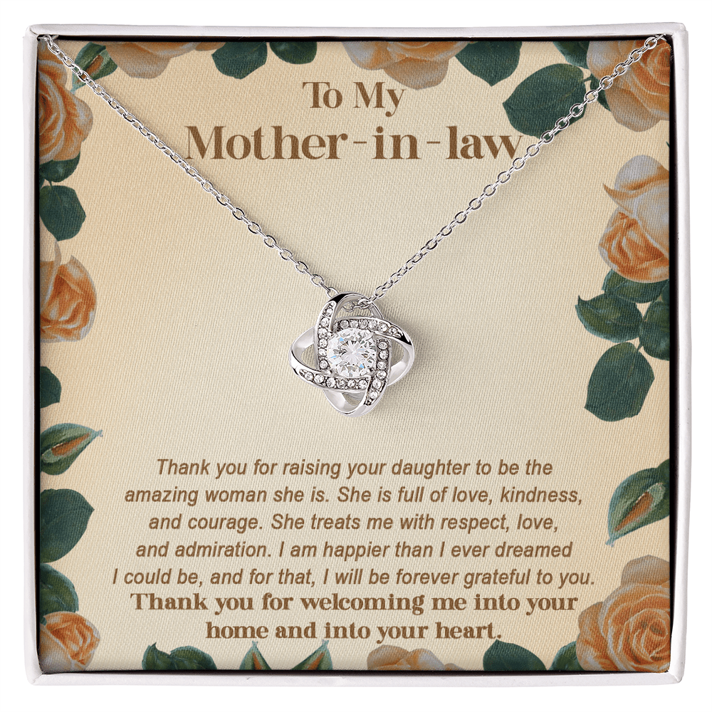 Love Knot Necklace – Thank You Gift for Mother - in - Law from Her Grateful Son - in - Law - TreasuredTale