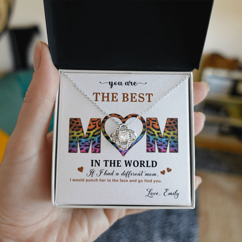 Personalized Love Knot Necklace for Mom from Daughter - Mother's Day Gift - Best Mom