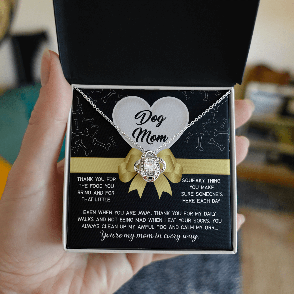 Love Knot Necklace – Funny Dog Mom Gift from Sock - Eating Pup - TreasuredTale