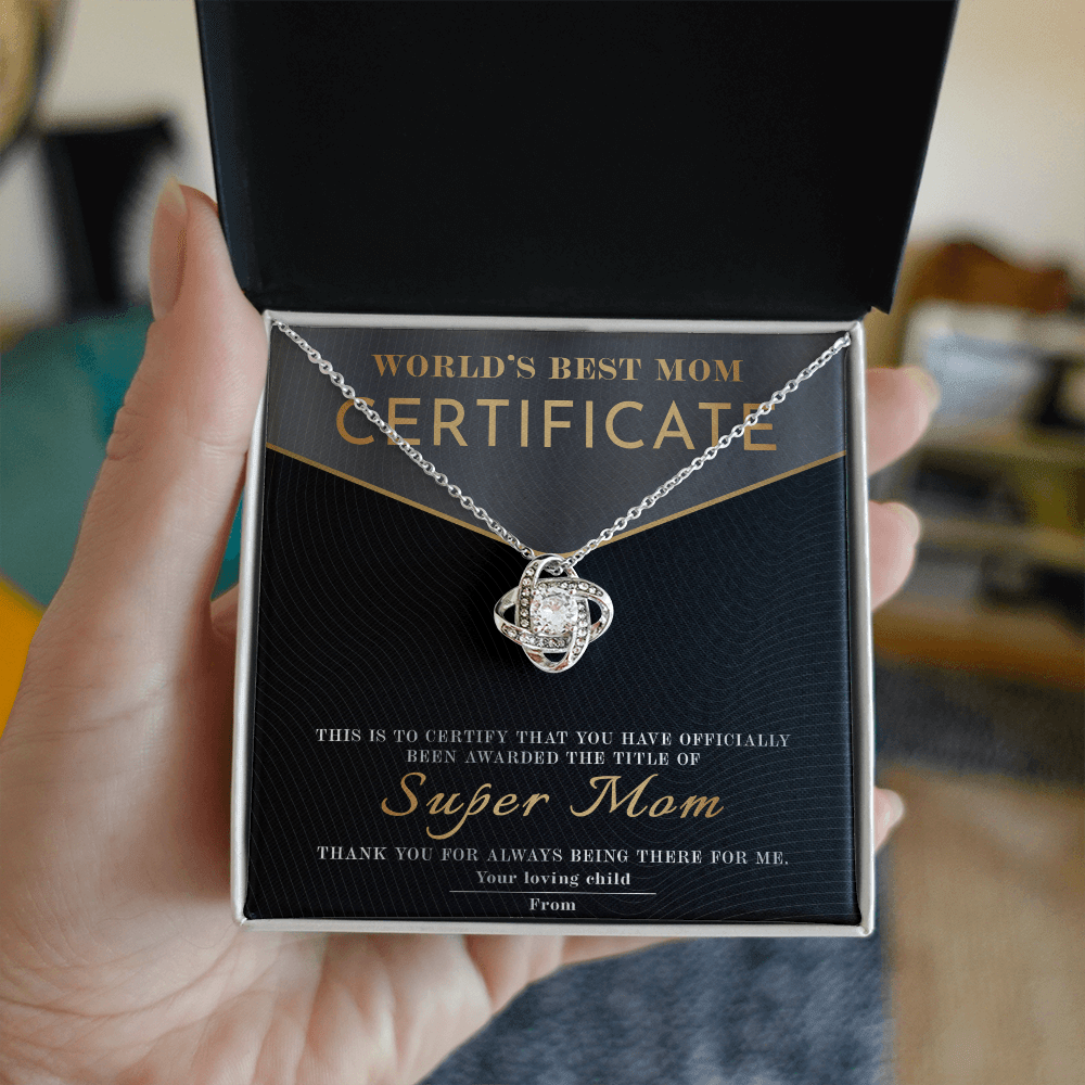 Love Knot Necklace – World's Best Mom Gift to Celebrate a Certified Super Mom - TreasuredTale