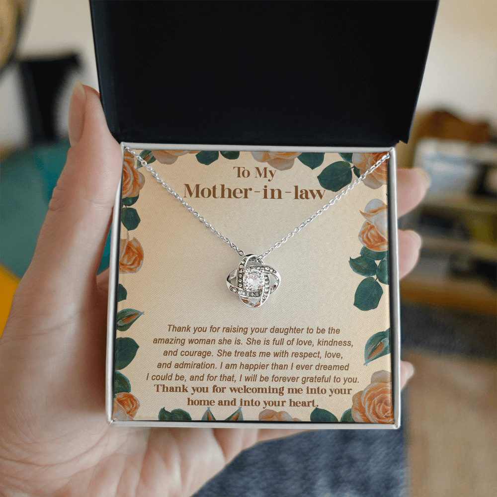 Love Knot Necklace – Thank You Gift for Mother - in - Law from Her Grateful Son - in - Law - TreasuredTale