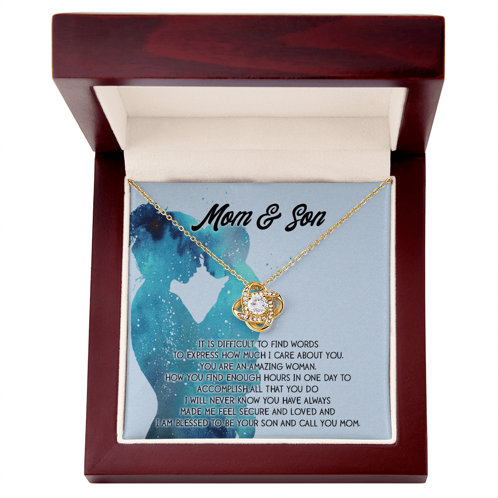 Love Knot Necklace – Mom Gift from Son with Message - TreasuredTale
