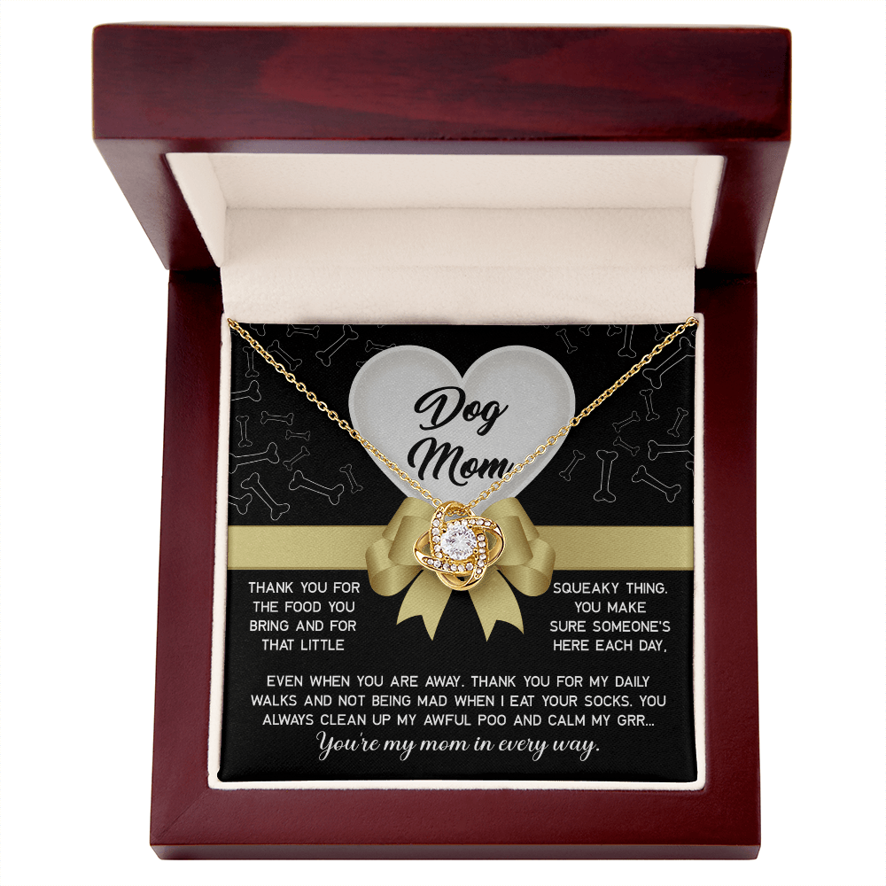 Love Knot Necklace – Funny Dog Mom Gift from Sock - Eating Pup - TreasuredTale