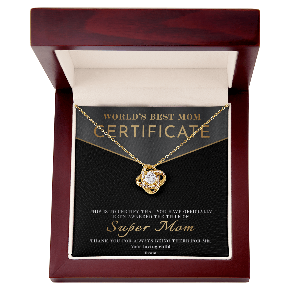 Love Knot Necklace – World's Best Mom Gift to Celebrate a Certified Super Mom - TreasuredTale