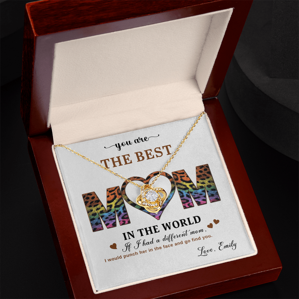 Personalized Love Knot Necklace for Mom from Daughter - Mother's Day Gift - Best Mom