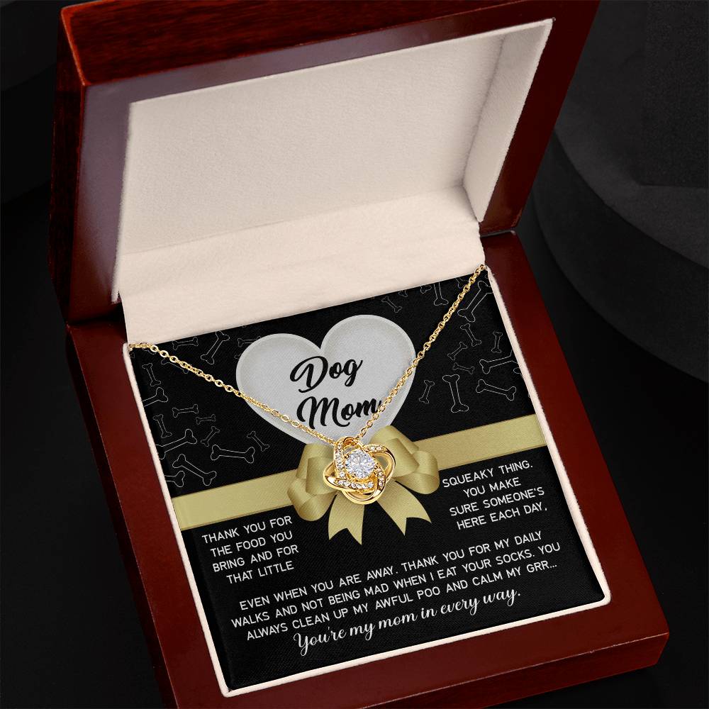 Love Knot Necklace – Funny Dog Mom Gift from Sock - Eating Pup - TreasuredTale