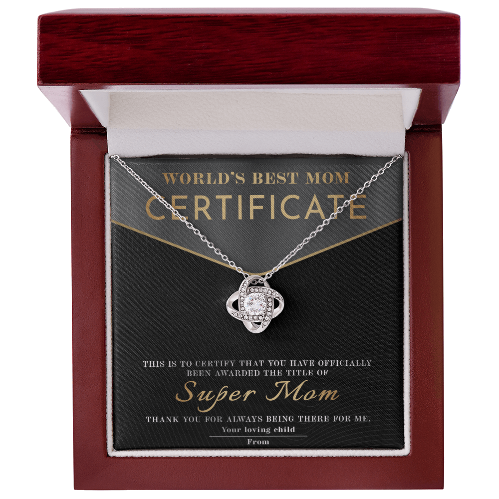 Love Knot Necklace – World's Best Mom Gift to Celebrate a Certified Super Mom - TreasuredTale