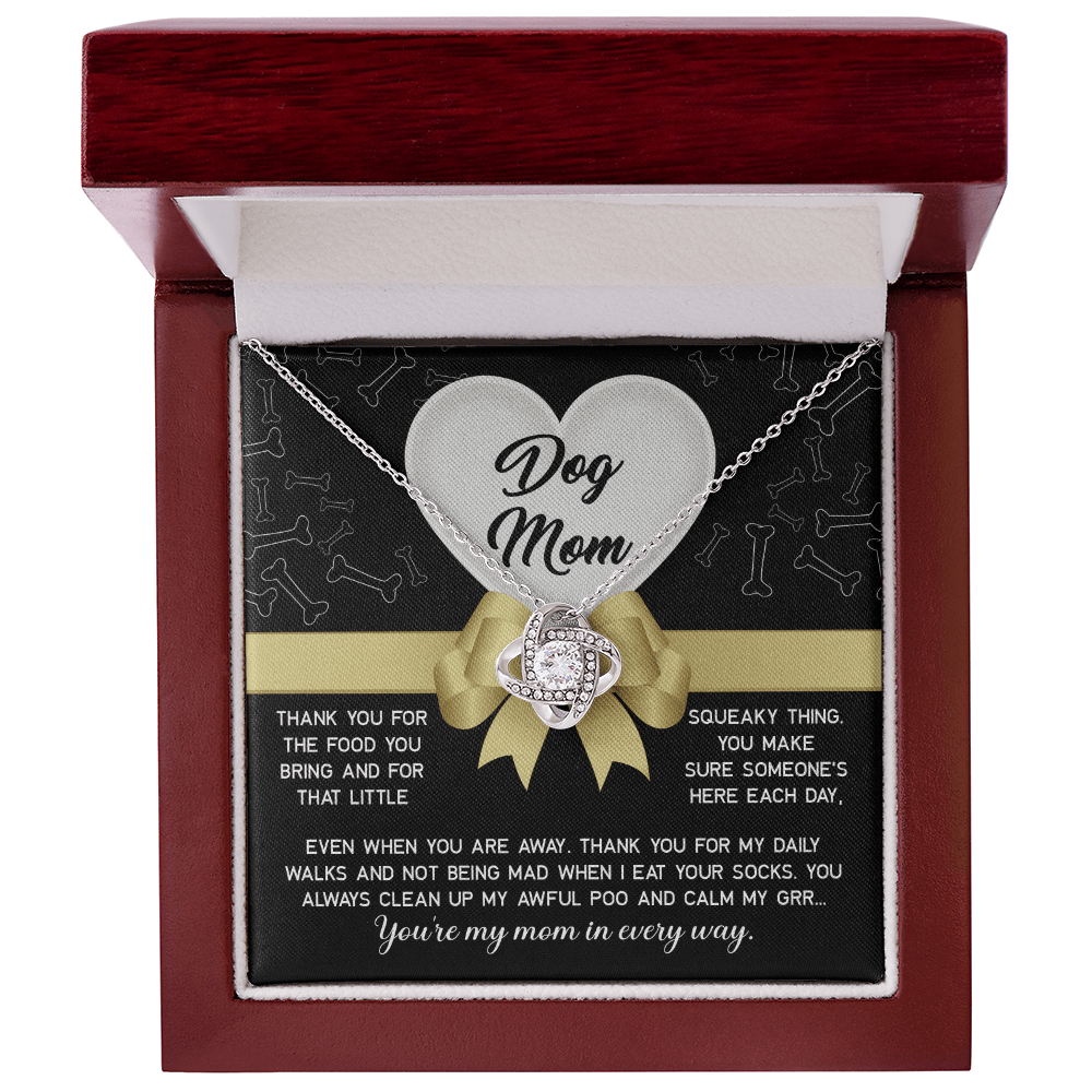 Love Knot Necklace – Funny Dog Mom Gift from Sock - Eating Pup - TreasuredTale