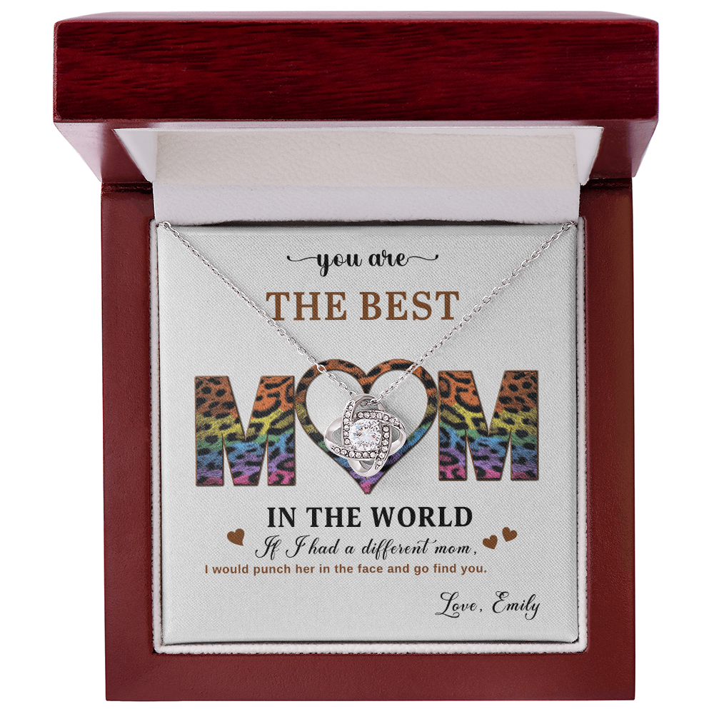 Personalized Love Knot Necklace for Mom from Daughter - Mother's Day Gift - Best Mom