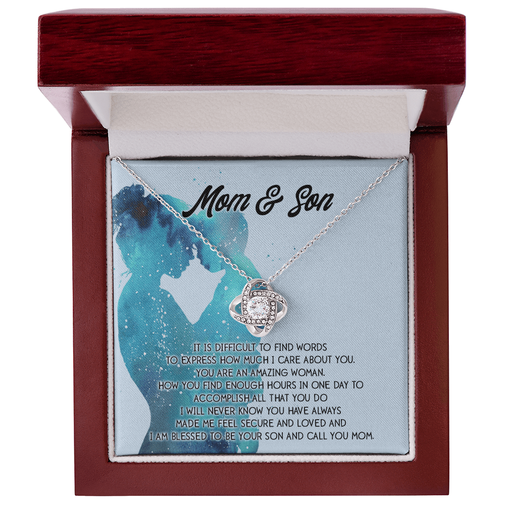Love Knot Necklace – Mom Gift from Son with Message - TreasuredTale
