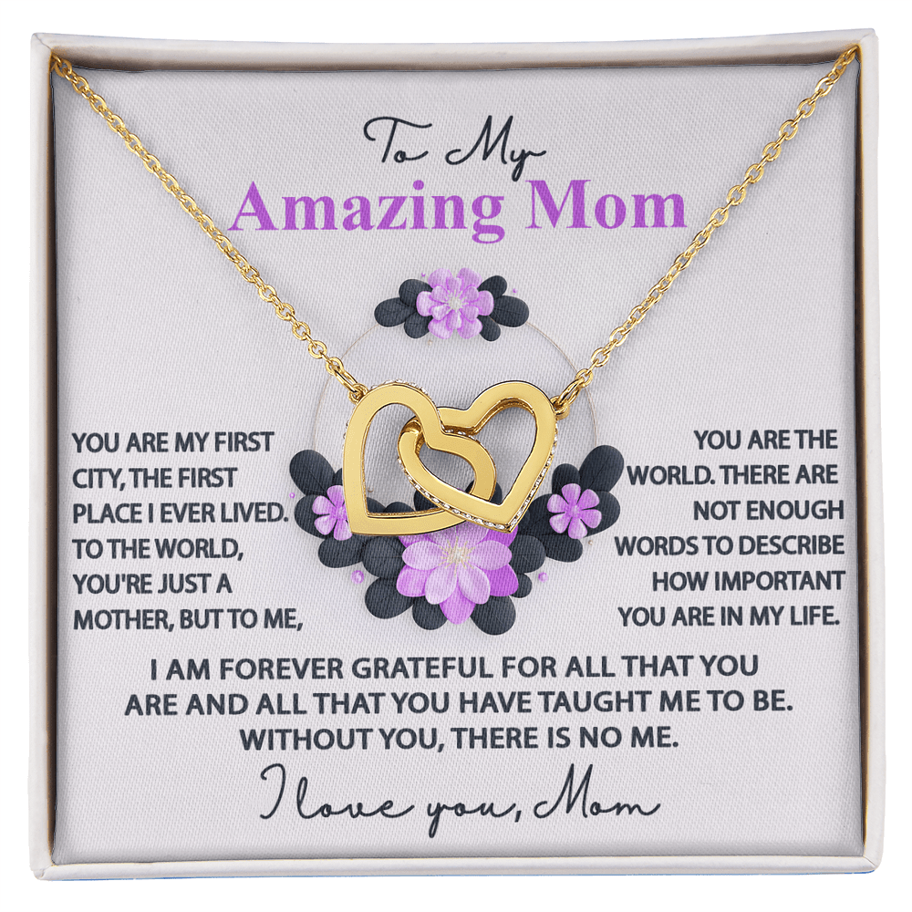 Interlocking Hearts Necklace – Funny Five - Star Mom Gift - TreasuredTale
