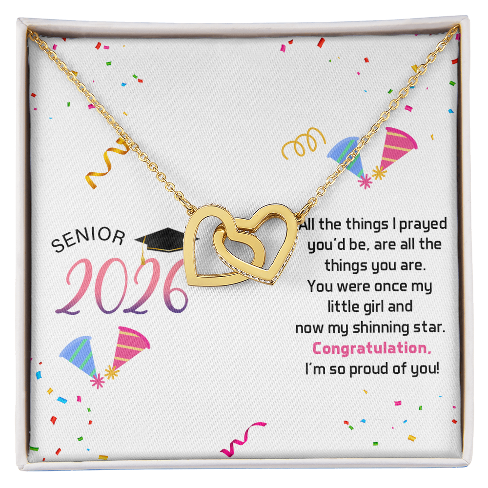 Interlocking Hearts Necklace - Senior Graduation, Gift for Daughter