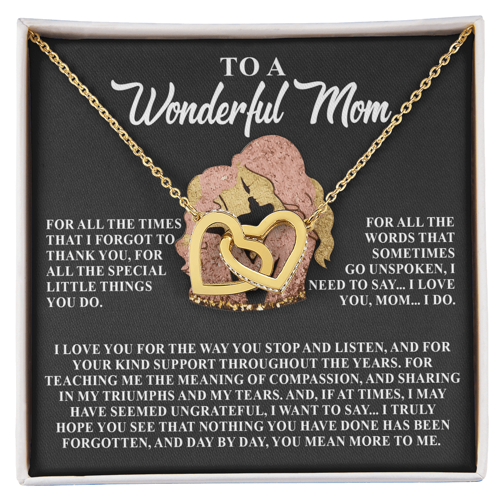 Interlocking Hearts Necklace – Thankful Mom Gift - TreasuredTale