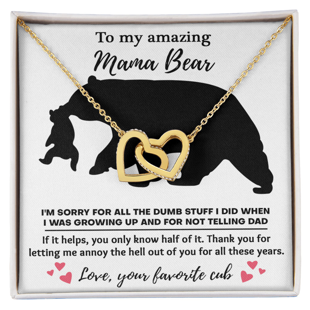 Interlocking Hearts Necklace – Funny Mama Bear Gift - TreasuredTale