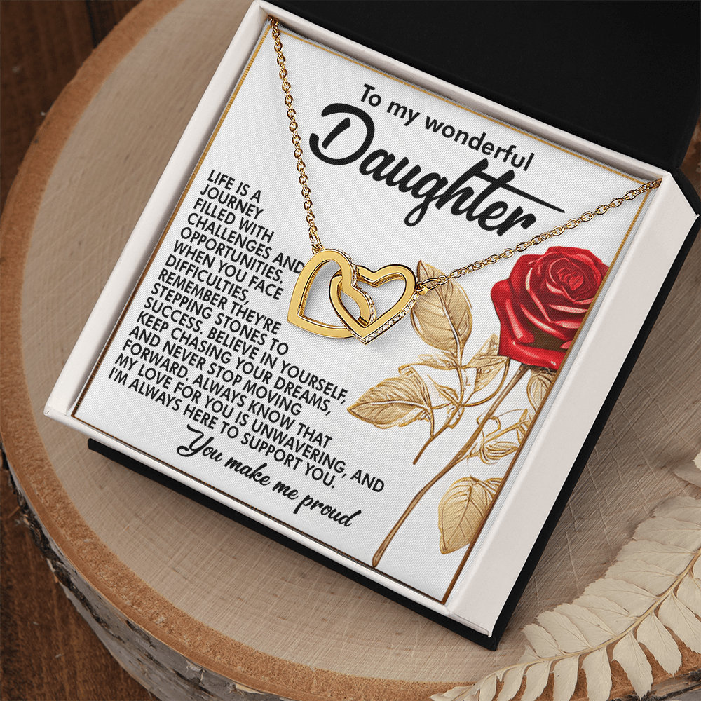 Interlocking Hearts Necklace – Proud Daughter Gift - TreasuredTale