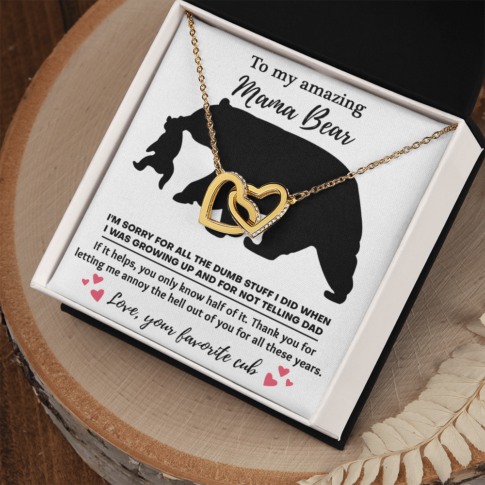 Interlocking Hearts Necklace – Funny Mama Bear Gift - TreasuredTale