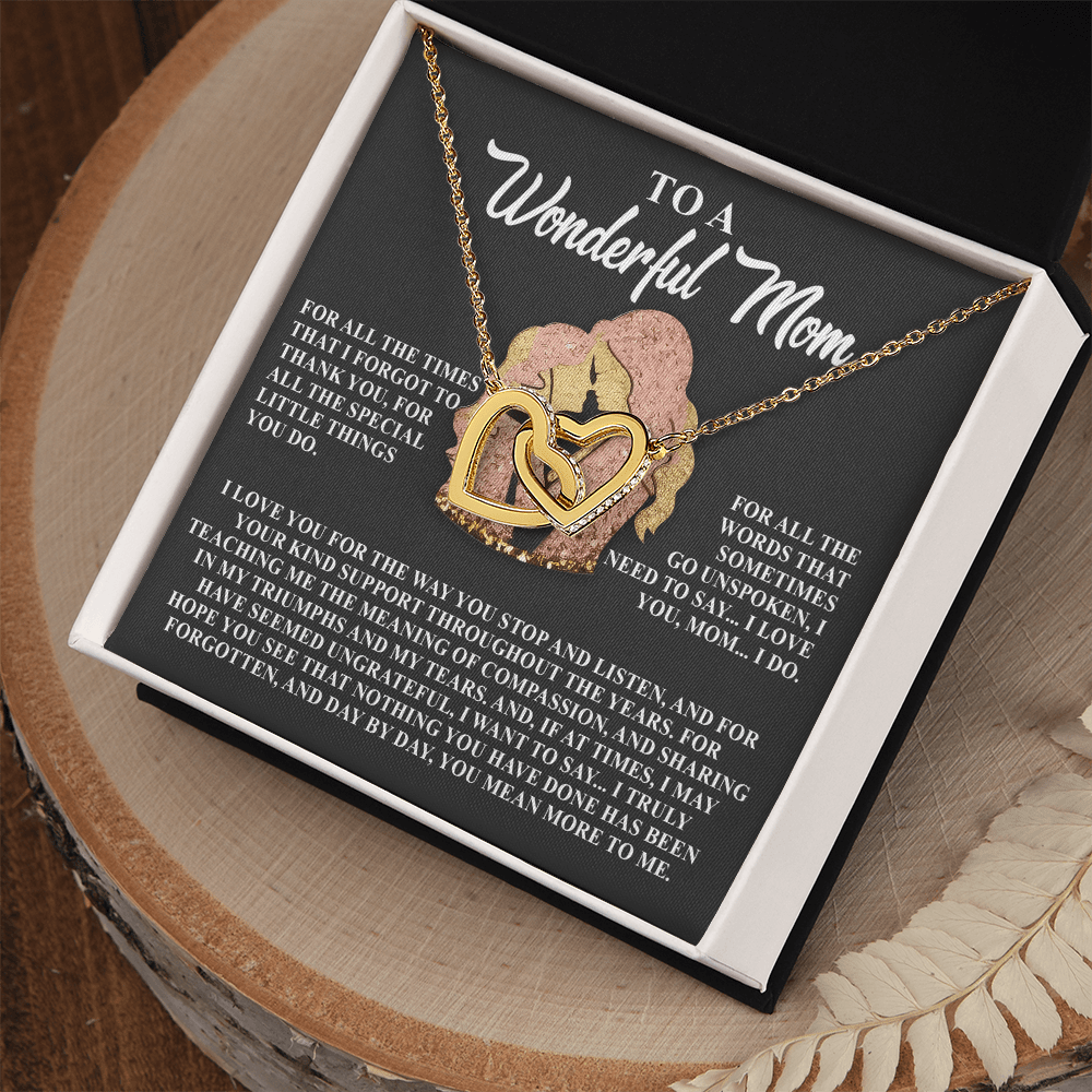 Interlocking Hearts Necklace – Thankful Mom Gift - TreasuredTale