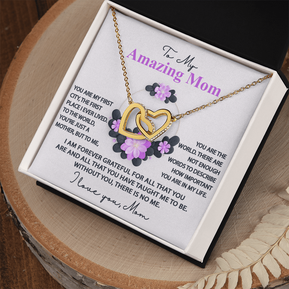 Interlocking Hearts Necklace – Funny Five - Star Mom Gift - TreasuredTale