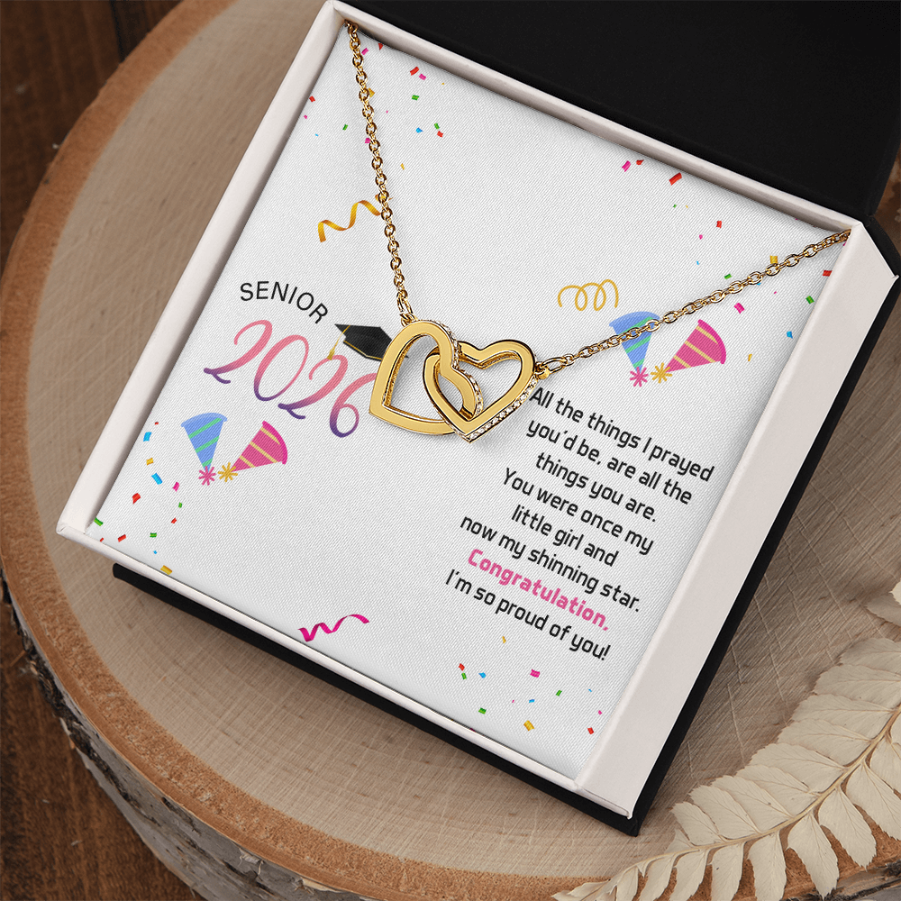 Interlocking Hearts Necklace - Senior Graduation, Gift for Daughter