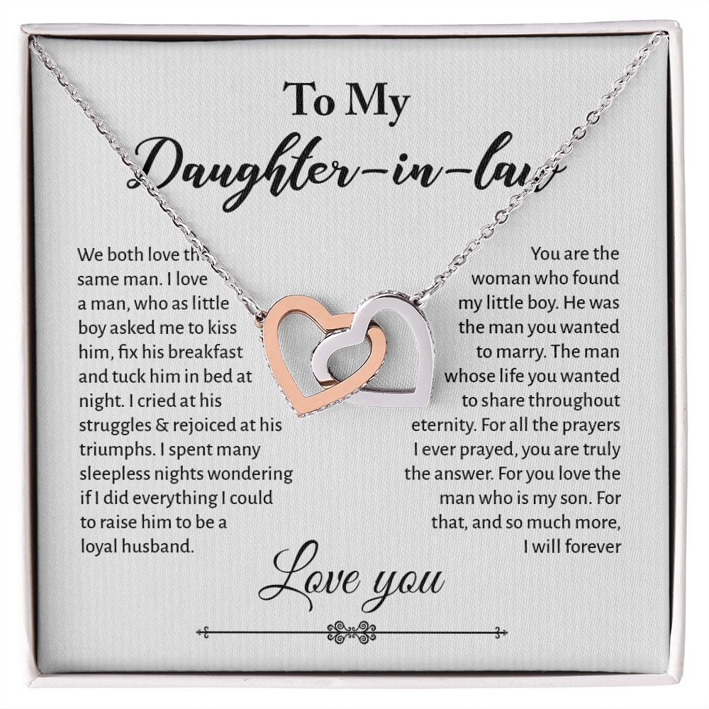 Interlocking Hearts Necklace for Daughter-in-law - Mother's Day Gift