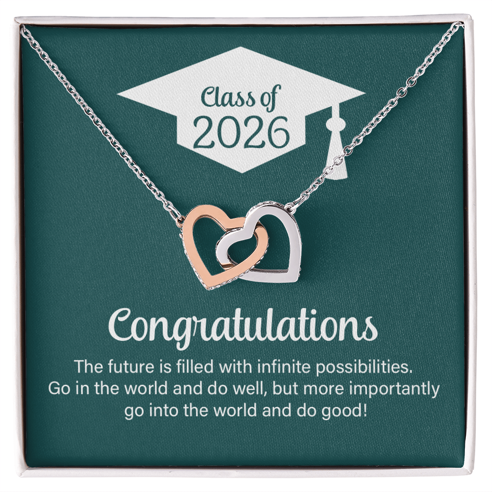 Interlocking Hearts Necklace - Go Into The World And Do Well