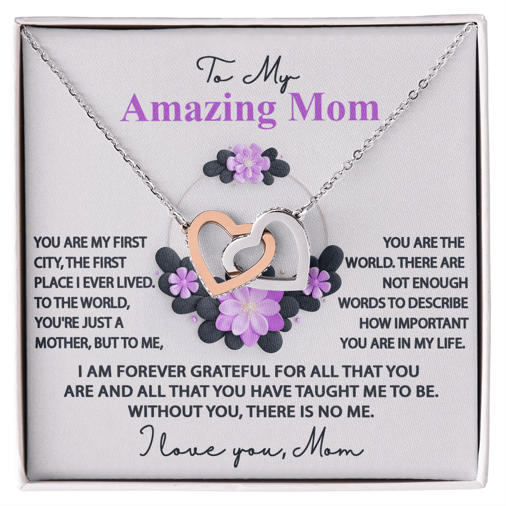 Interlocking Hearts Necklace – Funny Five - Star Mom Gift - TreasuredTale