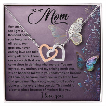 Interlocking Hearts Necklace – Mom Gift of Guidance and Light - TreasuredTale