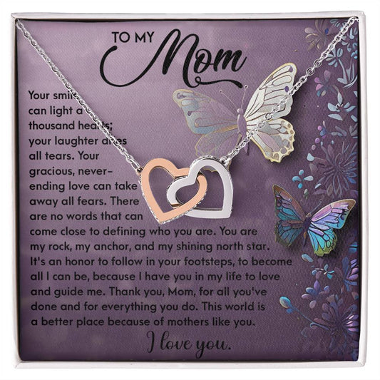 Interlocking Hearts Necklace – Mom Gift of Guidance and Light - TreasuredTale
