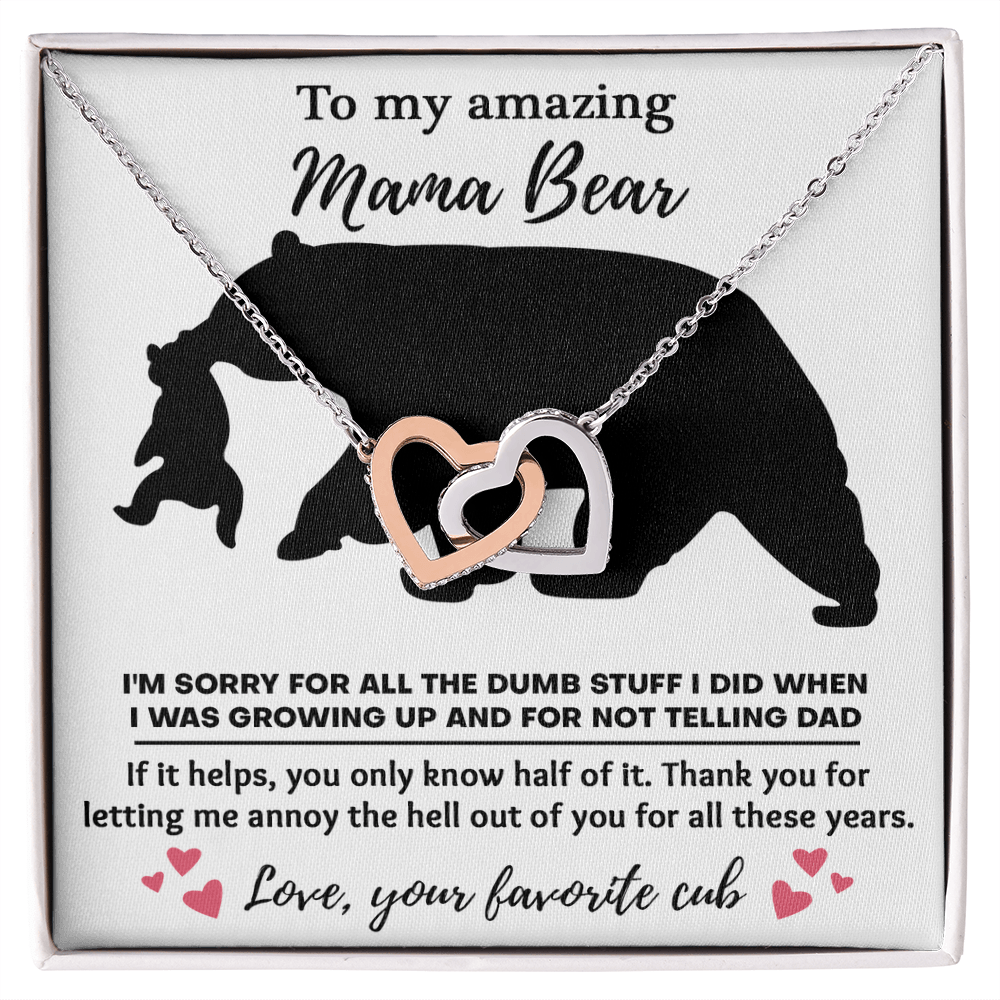 Interlocking Hearts Necklace – Funny Mama Bear Gift - TreasuredTale