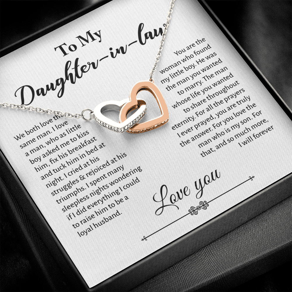 Interlocking Hearts Necklace for Daughter-in-law - Mother's Day Gift