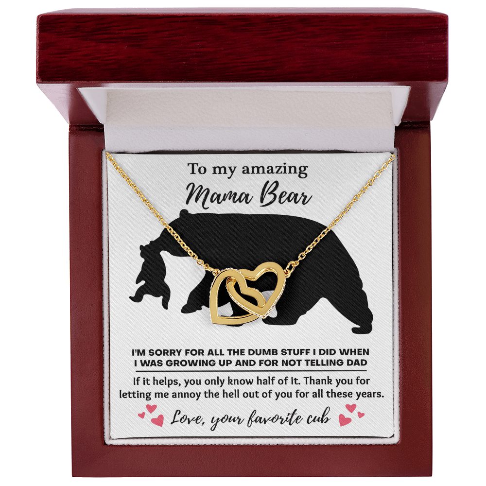 Interlocking Hearts Necklace – Funny Mama Bear Gift - TreasuredTale