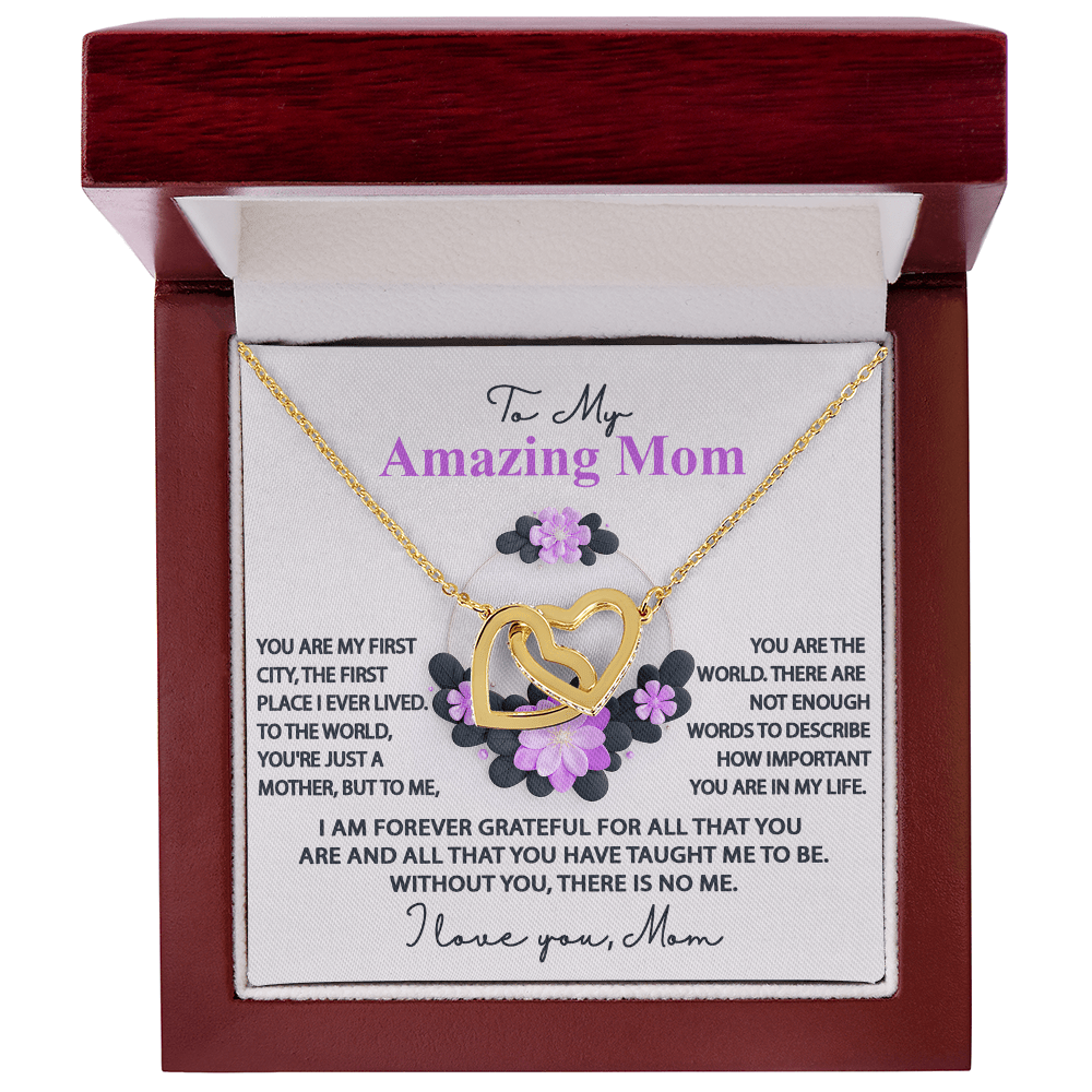 Interlocking Hearts Necklace – Funny Five - Star Mom Gift - TreasuredTale