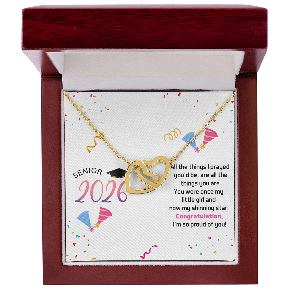 Interlocking Hearts Necklace - Senior Graduation, Gift for Daughter