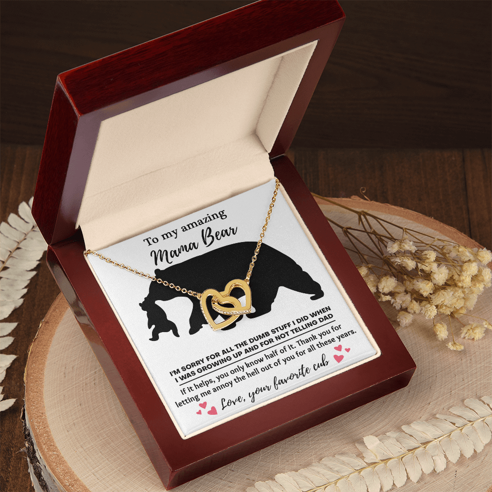 Interlocking Hearts Necklace – Funny Mama Bear Gift - TreasuredTale