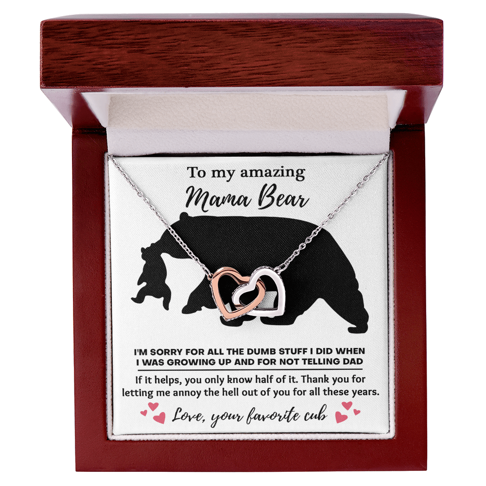 Interlocking Hearts Necklace – Funny Mama Bear Gift - TreasuredTale