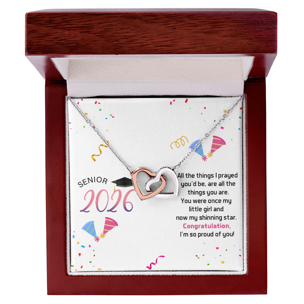 Interlocking Hearts Necklace - Senior Graduation, Gift for Daughter