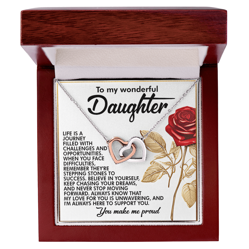 Interlocking Hearts Necklace – Proud Daughter Gift - TreasuredTale