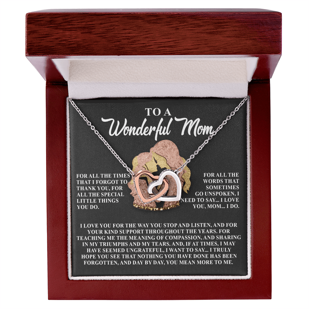 Interlocking Hearts Necklace – Thankful Mom Gift - TreasuredTale