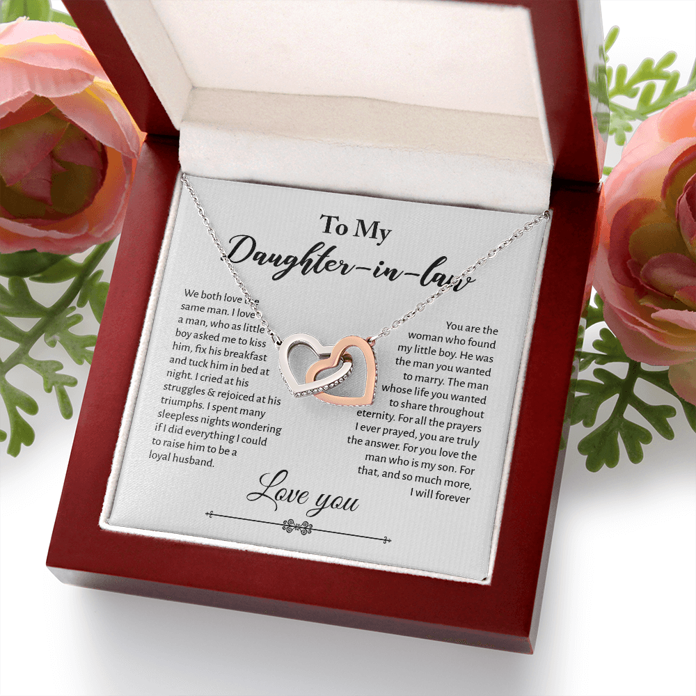 Interlocking Hearts Necklace for Daughter-in-law - Mother's Day Gift