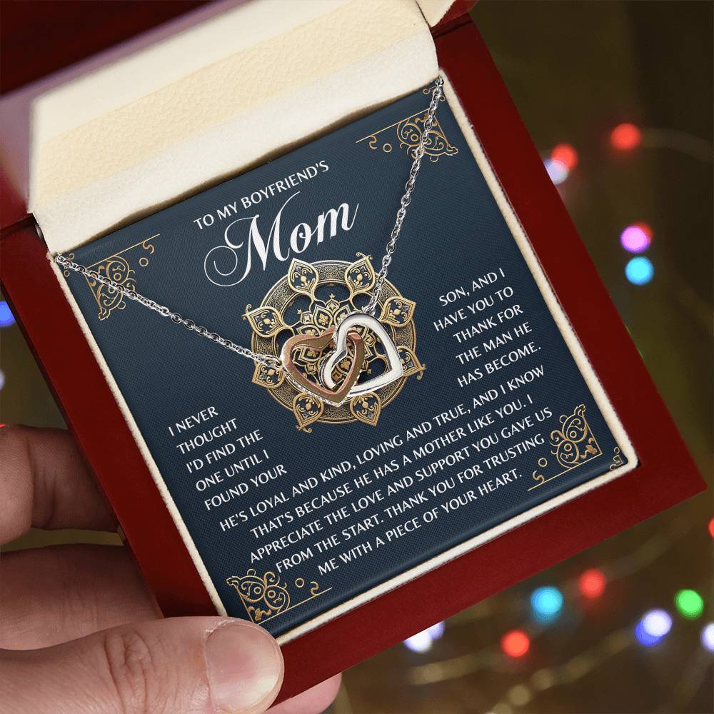 Interlocking Hearts Necklace – Thank You Boyfriend's Mom Gift - TreasuredTale