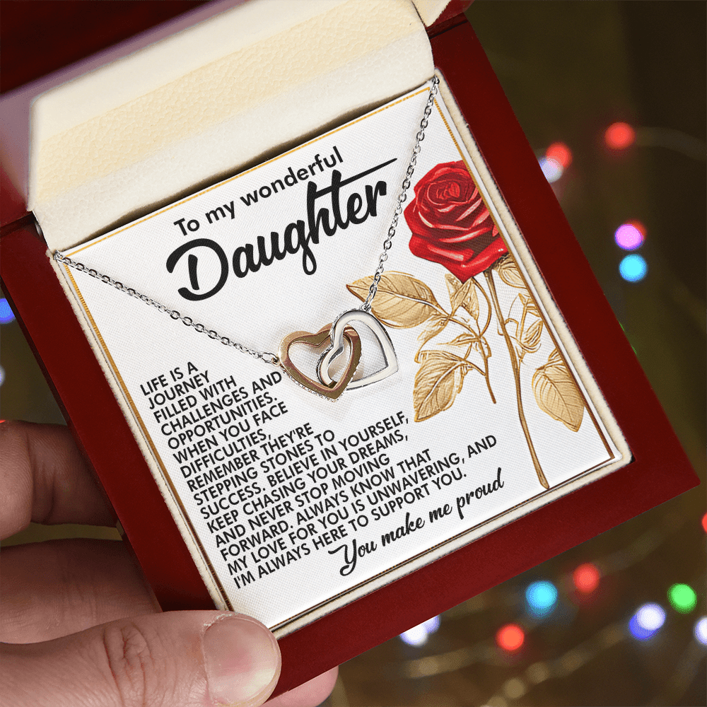 Interlocking Hearts Necklace – Proud Daughter Gift - TreasuredTale