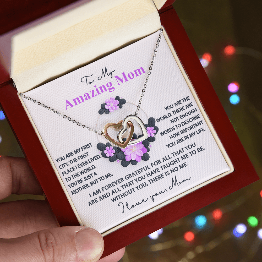 Interlocking Hearts Necklace – Funny Five - Star Mom Gift - TreasuredTale
