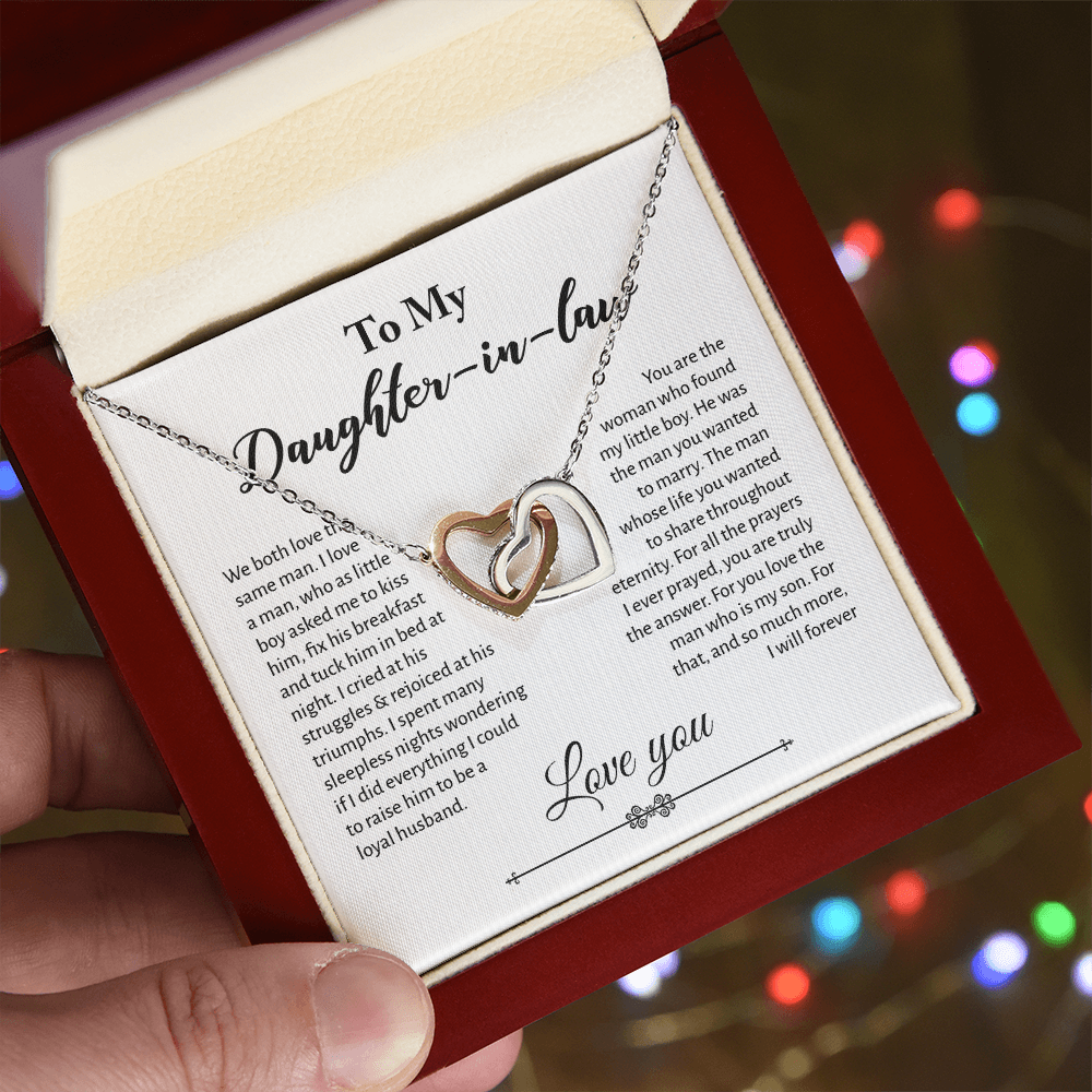 Interlocking Hearts Necklace for Daughter-in-law - Mother's Day Gift
